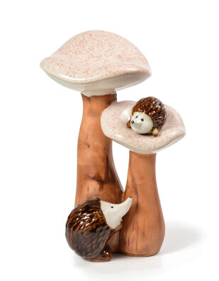 Ceramiczna figurka grzybów z jeżami dekoracja 22cm