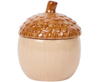 Pojemnik ceramiczny w kształcie żołędzia brąz dekoracja
