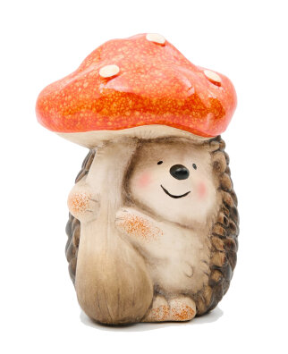 Figurka jeża z grzybem dekoracja jesienna 13 cm