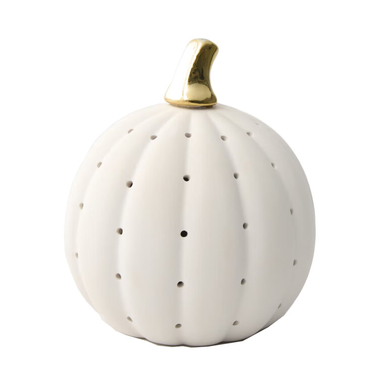 Lampion ceramiczny dynia Led dekoracja 17,5 cm (1)