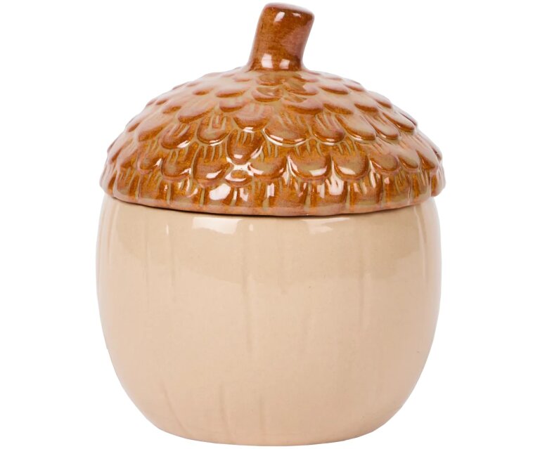 Pojemnik ceramiczny w kształcie żołędzia brąz dekoracja (1)