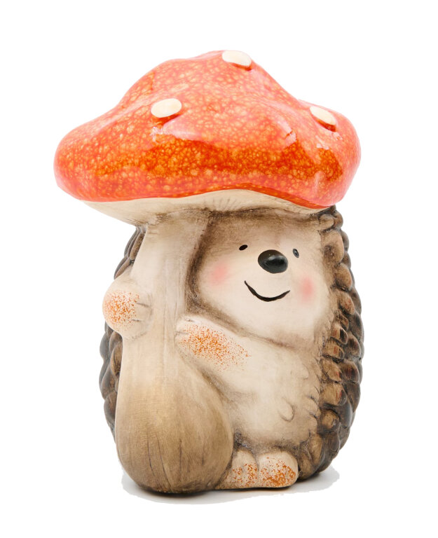 Figurka jeża z grzybem dekoracja jesienna 13 cm (1)